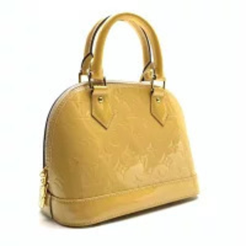 Louis Vuitton Bag Shoulder Vernis Citrine Enamel Handbag Alma Monogram Brown